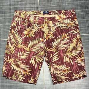 Scotch & Soda Men's Leaf Print Shorts in Brown and Green